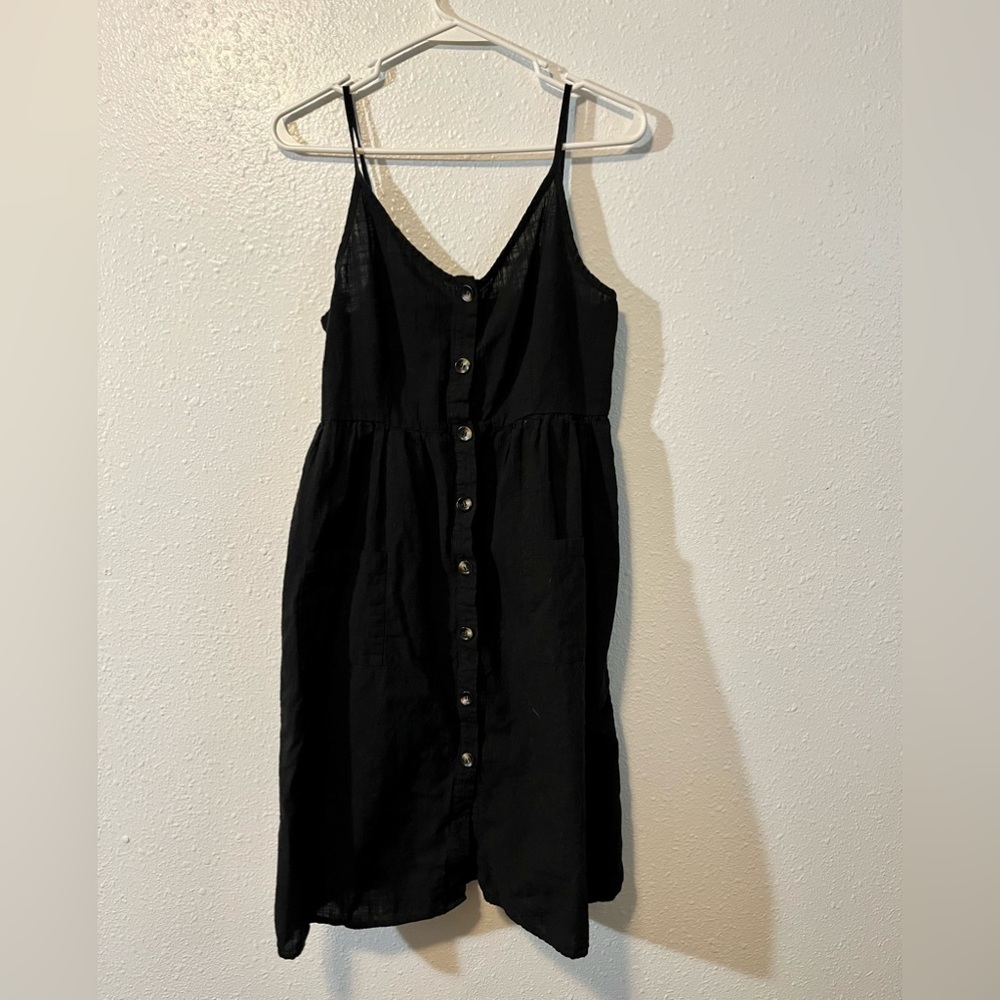 Black Button Down Midi Dress